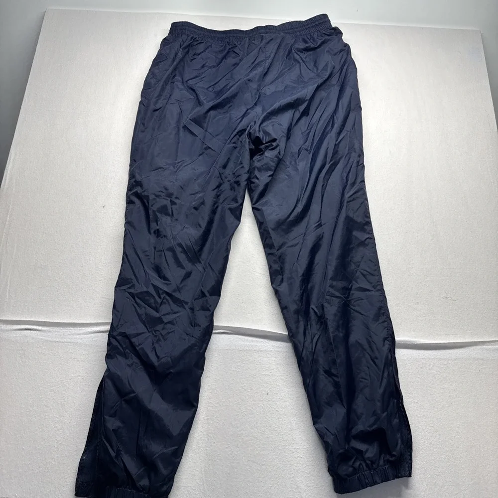 VTG Adidas Windbreaker Lined Dark Blue nylon track pants ankle zip fits 34*33 XL